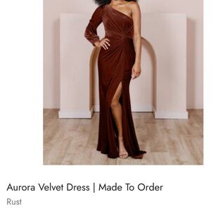 Revelry Velvet One-Shoulder Dress - Rust Orange